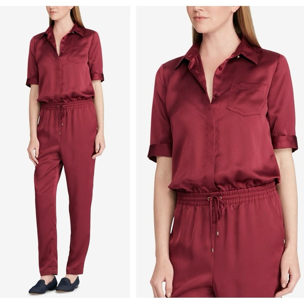 Ralph Lauren Deep Red Satin Jumpsuit